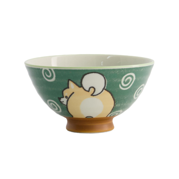 TDS, Rice Bowl, Kawaii Shiba-Dog, Green, Ø 12.5x7 cm, 350 ml - Item no. 20985