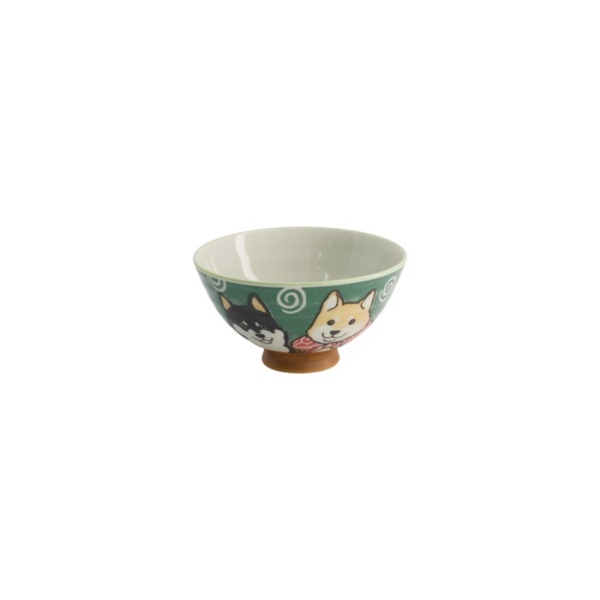 Rice Bowl Kawaii Shiba-Dog Green, Porcelain, 350 ml, Item No. 20985