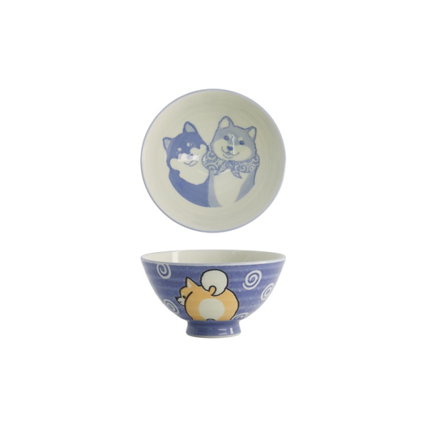Rice Bowl Kawaii Shiba-Dog Blue, Porcelain, 350 ml