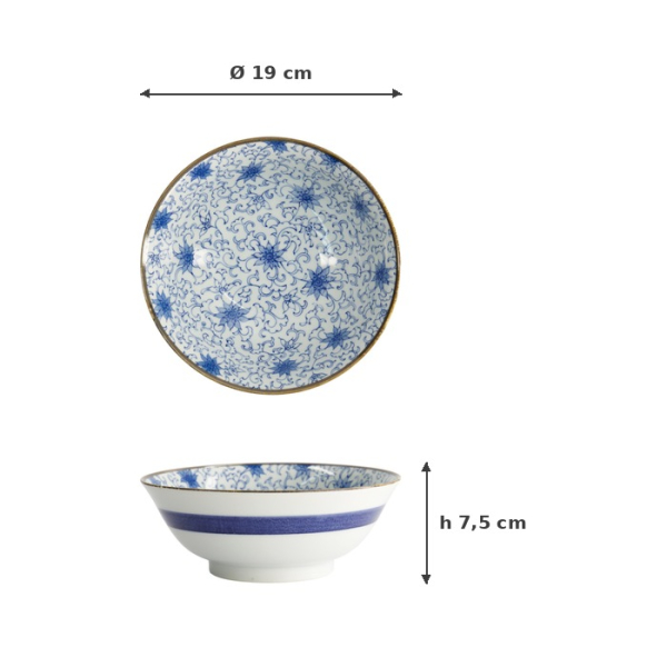 Noodle Bowl Japan Flower, Porcelain, 1 L, Item No. 2098