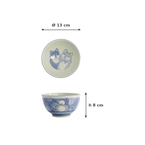 Rice Bowl Kawaii Shiba-Dog, Porcelain, 400 ml, Item No. 20990