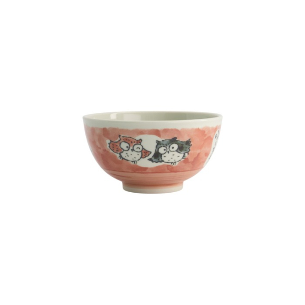 Rice Bowl Kawaii Owl Pink, Porcelain, 600 ml, Item No. 20995