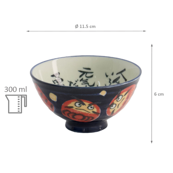 TDS, Rice Bowl, Kawaii Daruma, Blue, Ø 11.5x6 cm, 300ml - Item No. 21008