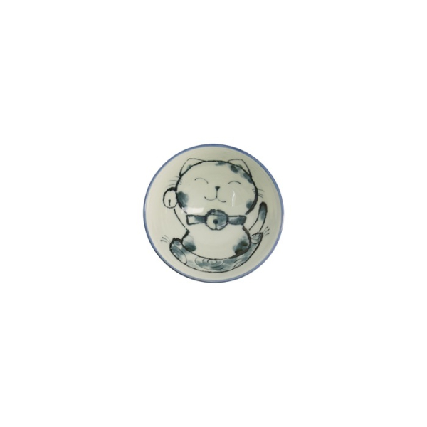 Rice Bowl Kawaii Cat Blue, Porcelain, 300 ml, Item No. 21025