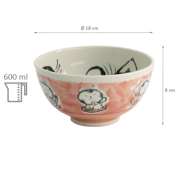 TDS, Rice Bowl, Kawaii Cat, Ø 16x8 cm, 600ml - Item No. 21026