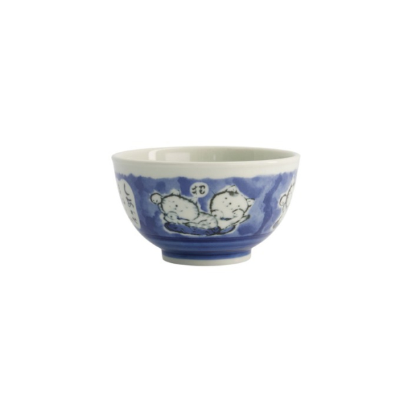 Rice Bowl Kawaii Cat Blue, Porcelain, 600 ml, Item No. 21027