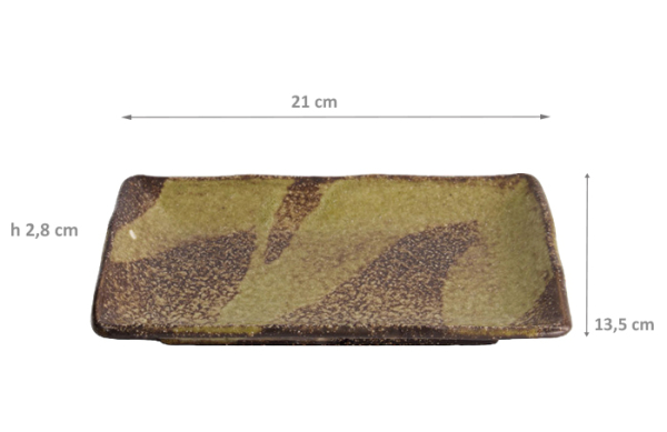TDS, Groß Eckige Platte, Chakogashi Braun 21x13.5x2.8cm , Art.-Nr. 21044