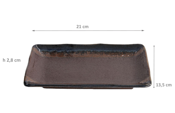 Masiko Kinyo Schwarz Ø 21x13.5x2.8cm  Groß Eckige Platte bei Tokyo Design Studio (Bild 3 von 3)