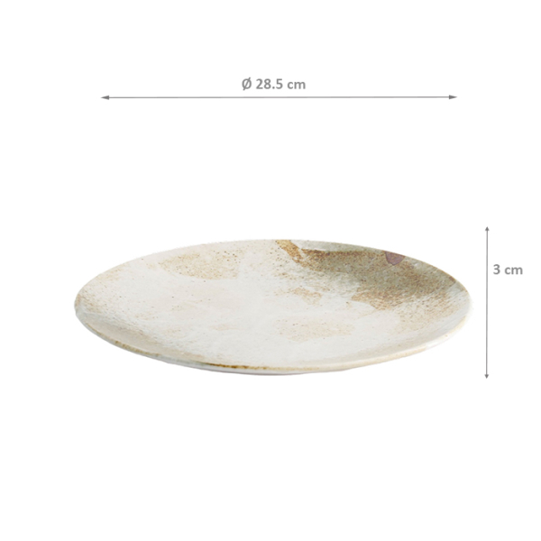 TDS, Groß Rund Teller, Yukishino Weiß/Braun, Ø 28.5x3cm, Art.-Nr. 21082