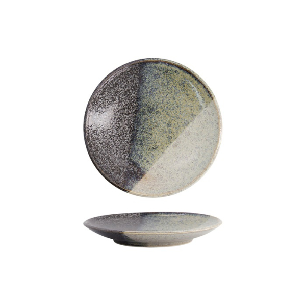 Teller Oboro Yamakage Schwarz/Braun/Wei&szlig;, Steinzeug, &Oslash; 16,7 cm