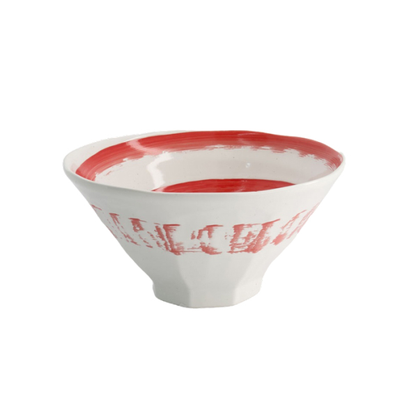 TDS, Ramen Bowl,  Maru White, White/Red, Ø 22x11cm, Item No. 21213