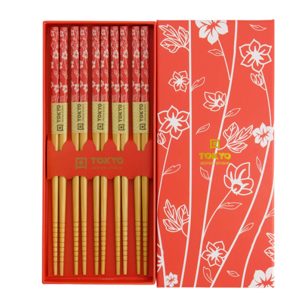 TDS, 5 Paar Essstäbchen, Red Flower, Art.-Nr. 21291
