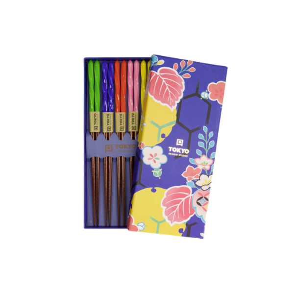 Blue Leaves Chopstick Set 5 pair at Tokyo Design Studio (picture 1 of 5)