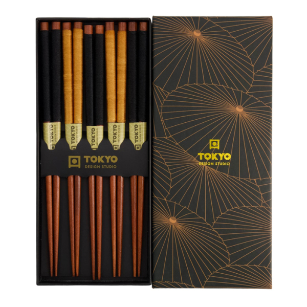 TDS, 5 Paar Essstäbchen, Gold Umbrella, Art.-Nr. 21299