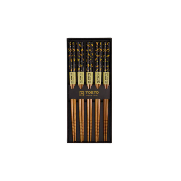 TDS, Chopstick Set 5 pair, Yellow Dragonfly , Item No. 21300