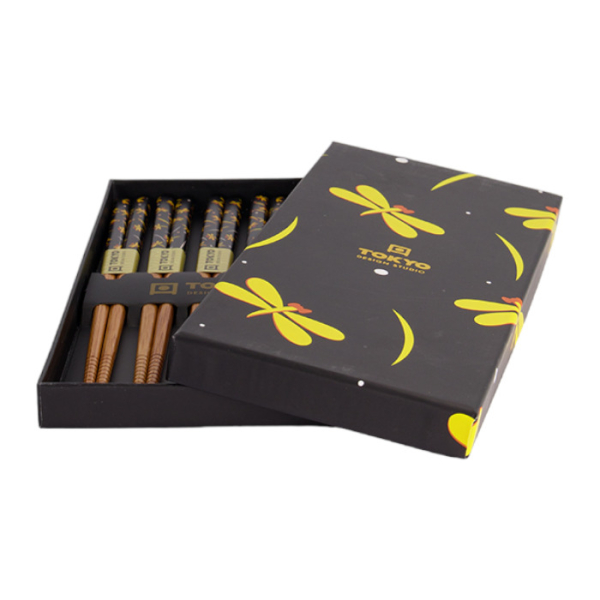 TDS, Chopstick Set 5 pair, Yellow Dragonfly , Item No. 21300