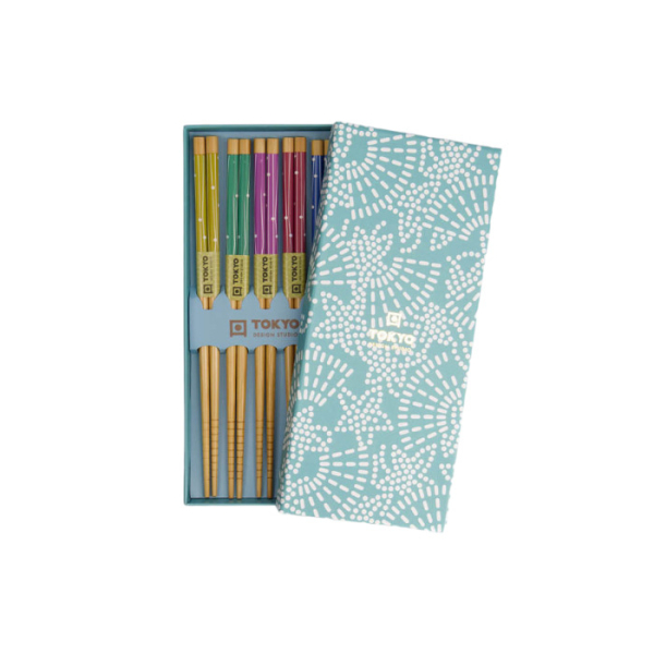 Light Blue Star Chopstick Set 5 pair at Tokyo Design Studio (picture 1 of 5)