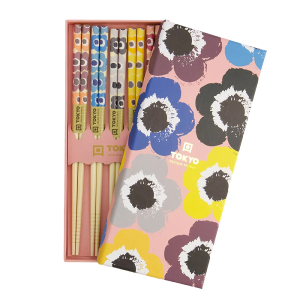 Pink Flowers Chopstick Set 5 pair at Tokyo Design Studio (picture 1 of 4)