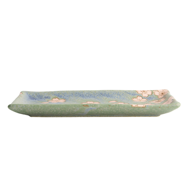 TDS,  Plate, Sakura Green, 22.5x12.7cm, Item No. 21347