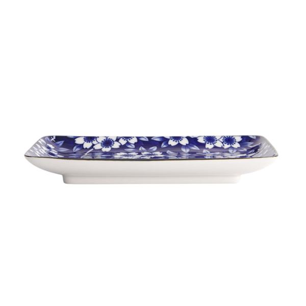 Sushi-Platte Dami Sakura Weiß/Blau, Porzellan, 20,4 × 13 cm, Art.-Nr. 21373