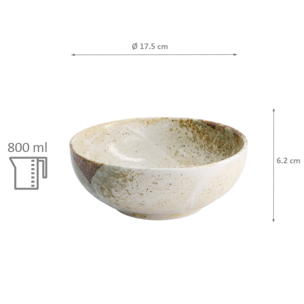 TDS, Yukishino Bowl, White/Brown, Ø 17.5x6.2cm, 800ml, Item No. 21420