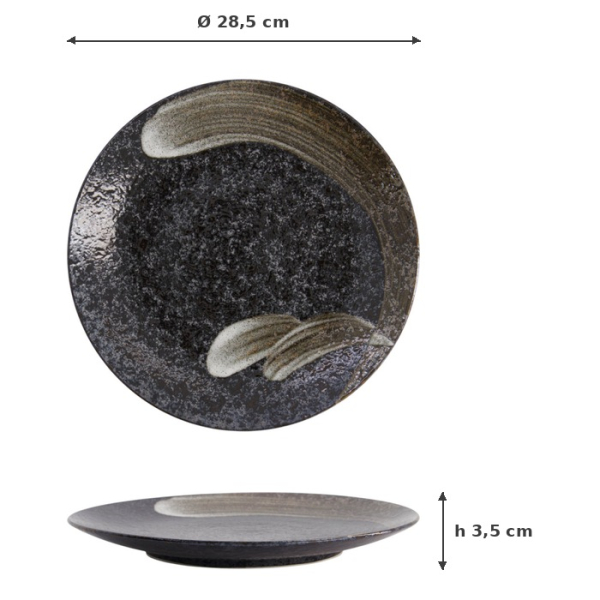 Teller Arahake Schwarz/Braun, Steinzeug, Ø 28,5 cm, Art.-Nr. 21426