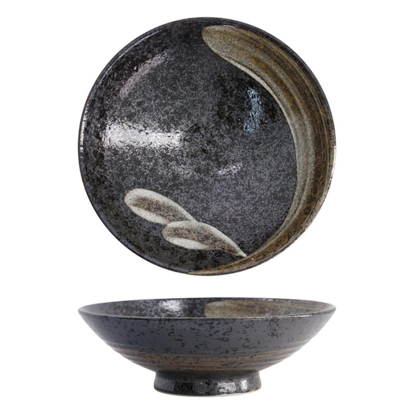 Bowl Arahake Black, Brown, Stoneware, 1.4 L