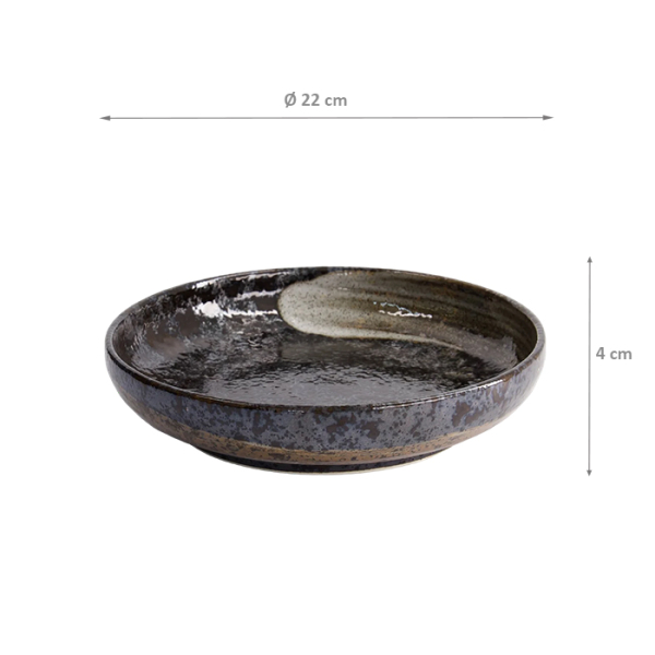 TDS, Pasta-Teller, Arahake Ø 22x4cm , schwarz/braun, Art.-Nr. 21436