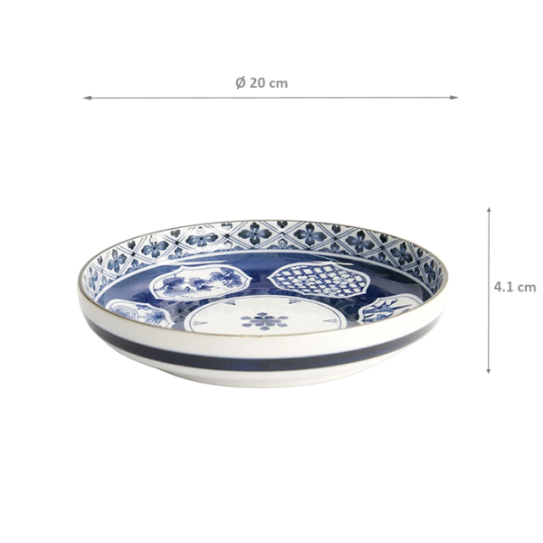 TDS, Pasta Plate, Mixed Bowls, Matori Hishimon, Ø 20x4.1cm, Item No. 21504
