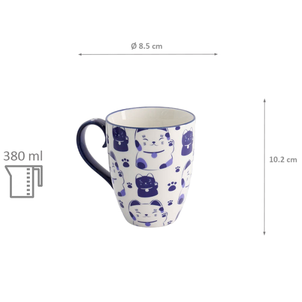 Blau Katze Kawaii Glückliche Katze Tasse in Geschenkbox bei Tokyo Design Studio (Bild 6 von 6)