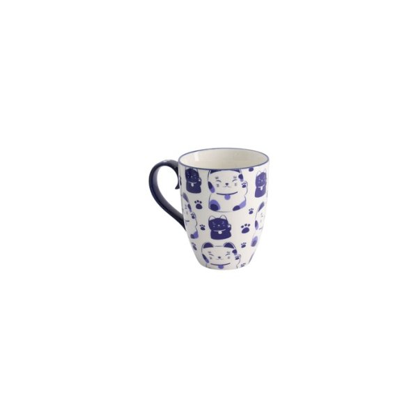 Mug Kawaii Lucky Cat Blue in a gift box, Porcelain, 380 ml, Item No. 21528