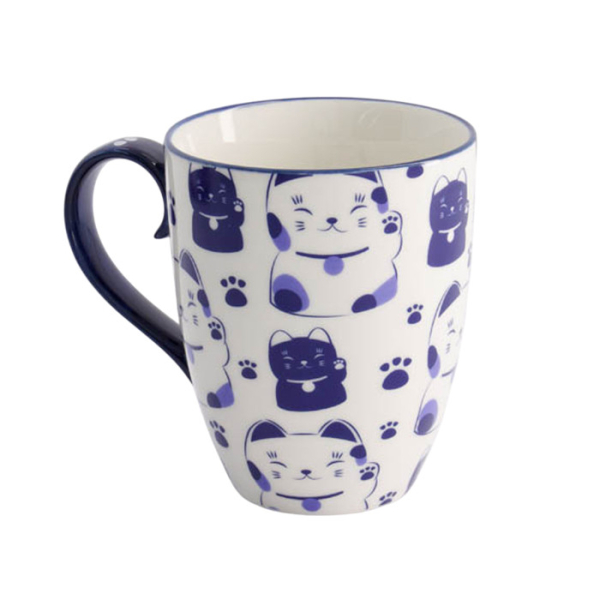 Blau Katze Kawaii Glückliche Katze Tasse in Geschenkbox bei Tokyo Design Studio (Bild 2 von 6)