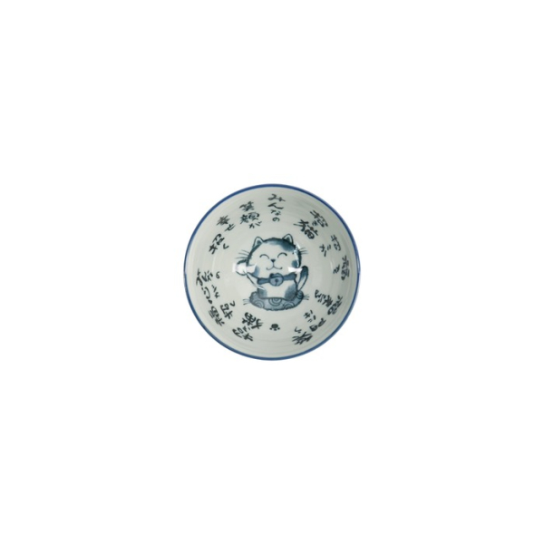 Rice Bowl Kawaii Cat Neko Blue, Porcelain, 300 ml, Item No. 2152