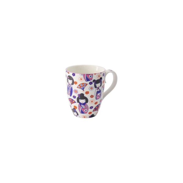 Tasse Kawaii Kokeshi Lila/Weiß, Porzellan, 380 ml, Art.-Nr. 21532
