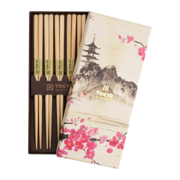 Wooden Brown Chopstick Set 5 pair at Tokyo Design Studio (picture 1 of 5)