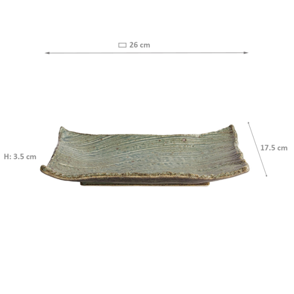 TDS, Großer Teller Wabi Uguisu, 26x17.5x3.5cm, Art.-Nr. 21563