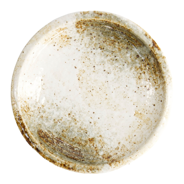 TDS, Round Plate, Yukishino, White/Brown, Ø 14x2.2cm, Item No. 21612