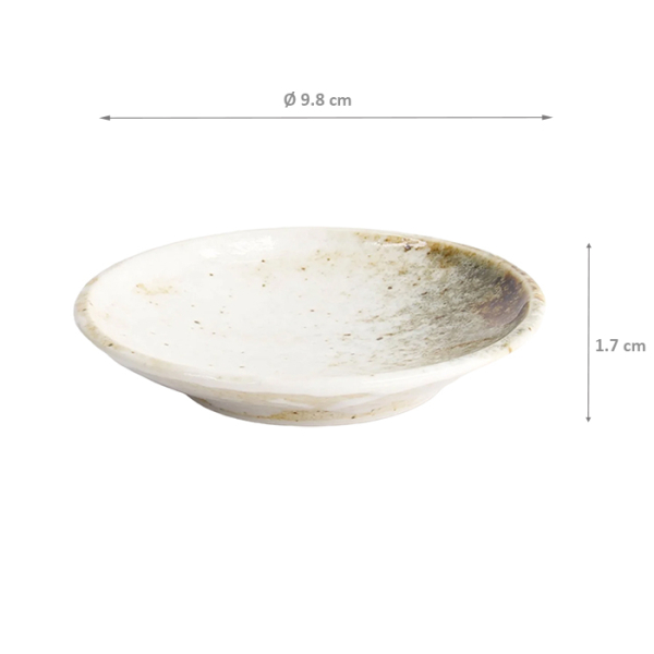 TDS, Runder Teller, Yukishino Weiß/Braun, Ø 9.8x1.7cm, Art.-Nr. 21613
