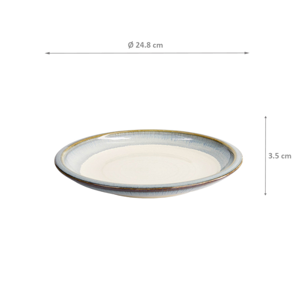 TDS, Large Round Plate, Unkai, White/Blue, Ø 24.8 x 3.5cm, Item No. 21623