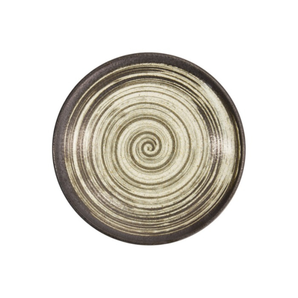 Plate Asashio Dark Brown, Beige, Stoneware, Ø 22.7 cm, Item No. 21627