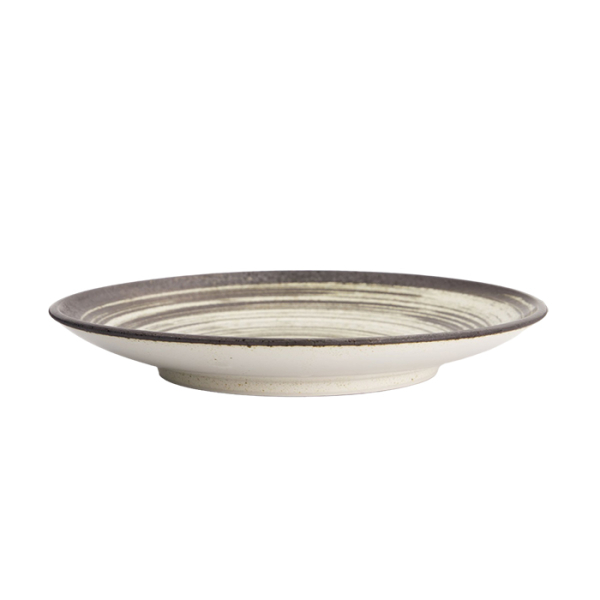 TDS, Asashio Round Plate, Black/White, Ø22.7x3.1cm, Item No. 21627