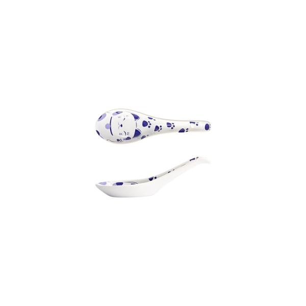 Soup Spoon Kawaii Maneko Blue, Porcelain, 13.8 cm