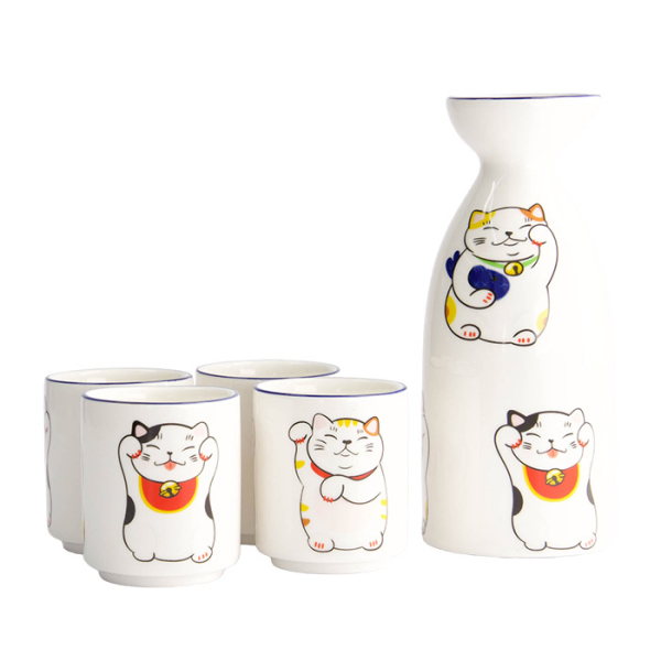 1:4 120/50 ml Kawaii Glückliche Katze Sake Set bei Tokyo Design Studio (Bild 2 von 4)