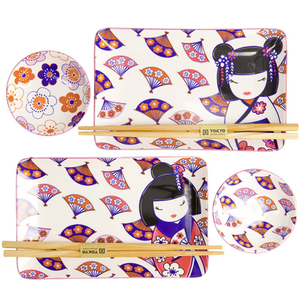 4 Stück mit Essstäbchen Kawaii Maiko Sushi-Teller-Geschenkset bei Tokyo Design Studio (Bild 2 von 6)