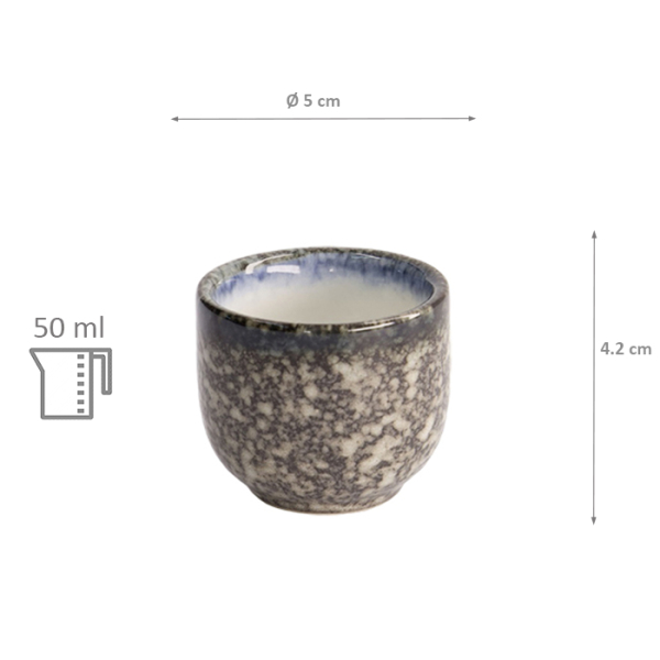 TDS, Sake Cup, Tajimi, Grey/White, 5x4.2cm 50ml, Item No. 21827