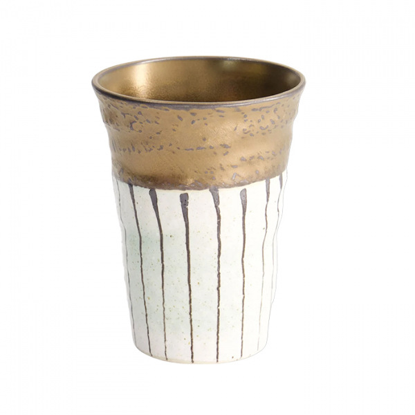 TDS, Teetasse, Schwarzgold mit weißem Streifen, Ø 8,5x11cm, Art.-Nr. 21860