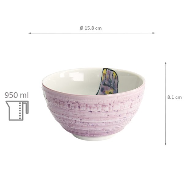 Rice Bowl Seafood Blowfish Fugu Purple, Porcelain, 950 ml, Item No. 21935
