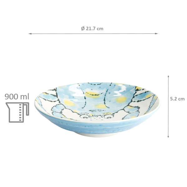 Deep Plate Seafood Crab Light Blue, Porcelain, Ø 21.7 cm, 900 ml, Item No. 21941