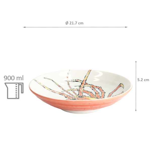 TDS, Deep Plate, Seafood, Ø 21.7 x 5.2 cm 900 ml, Lobster, Red - Item No. 21942