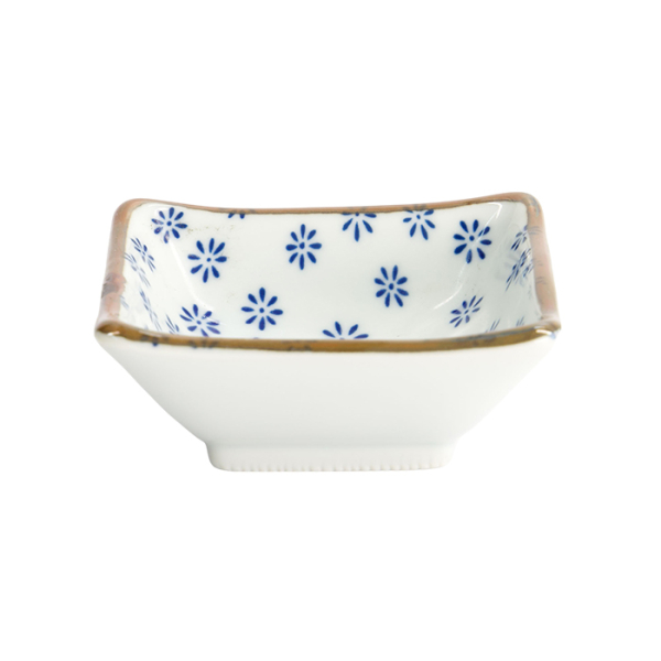 Square Sauce Bowl Japan Flower Mizu, Porcelain, 8.5 cm, Item No. 22008